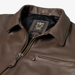Schott® N.Y.C. X Allen Edmonds Leather Delivery Jacket Brown