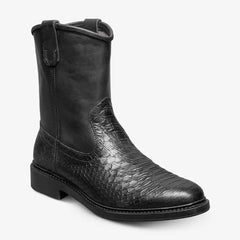 Dallas Roper Low Boot Black Snake Print Leather