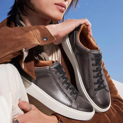 Oliver Slip-on Stretch-lace Brogue Sneaker Grey Leather