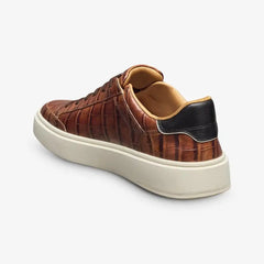 Oliver Slip-on Stretch-lace Sneaker Chestnut Embossed Croc Leather