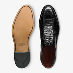 Carlyle Plain-toe Oxford Dress Shoe Black Embossed Croco Leather