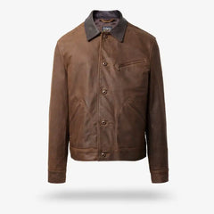 Schott® N.Y.C. X Allen Edmonds Leather Barn Jacket Brown