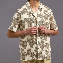 Les Deux Lesley Flower Jacquard Short-sleeve Shirt Ivory