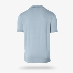 Short Sleeve Knit Polo Light Blue