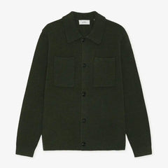 Les Deux Milano Knit Overshirt Sweater Olive Wool Knit