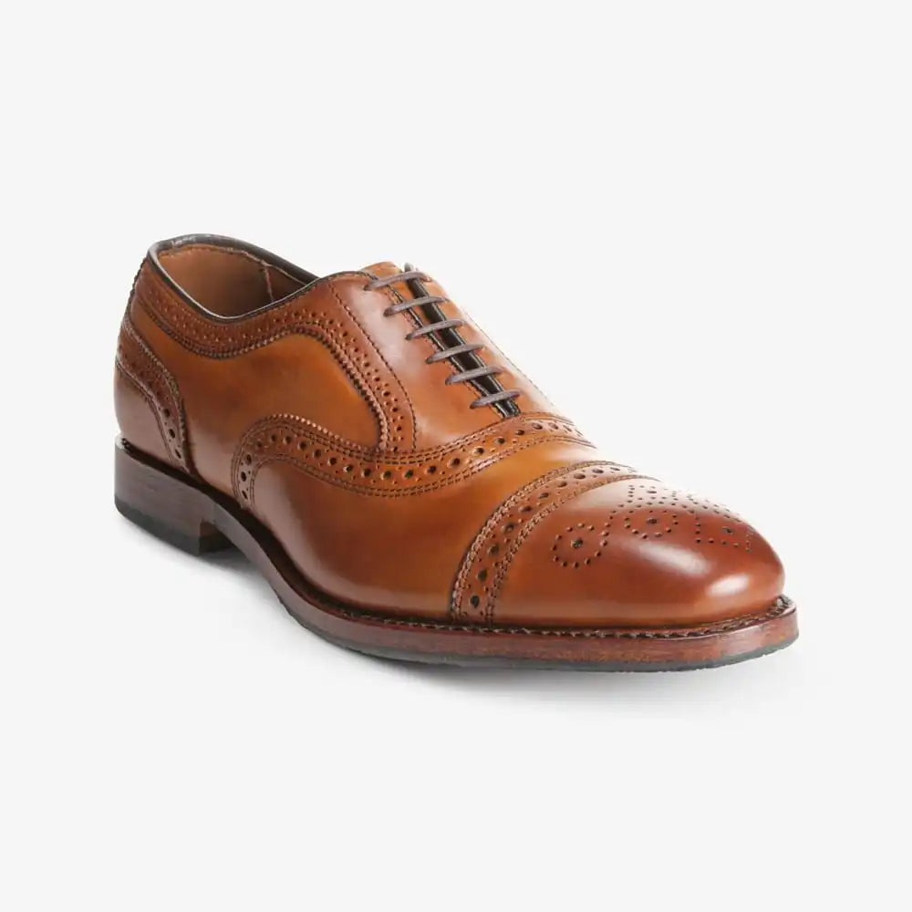 Strand Cap-toe Oxford Dress Shoe with Combination Tap Sole Walnut Brown Leather