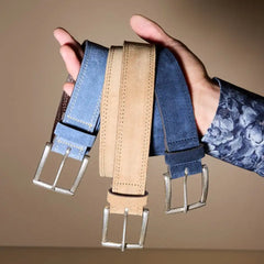Bourbon Street Suede Dress Belt Denim Blue