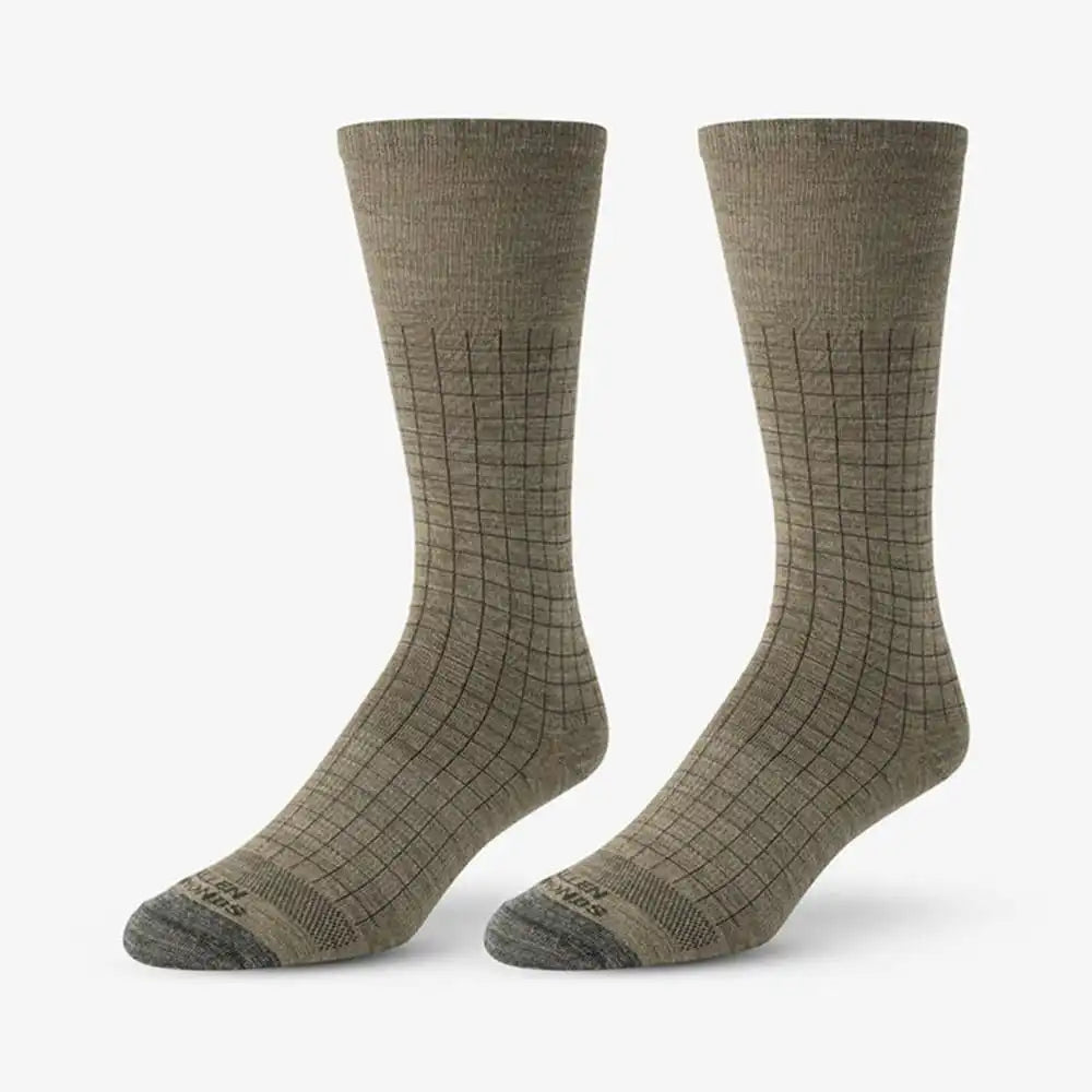 Windowpane Merino Cool Dress Socks Oatmeal