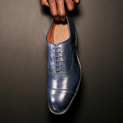 Park Avenue Cap-toe Oxford Dress Shoe Navy Leather