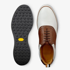 Straits Saddle Golf Shoe White & Brown Leather