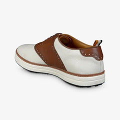 Straits Saddle Golf Shoe White & Brown Leather