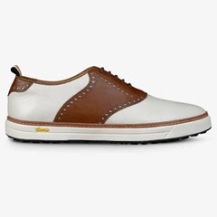 Straits Saddle Golf Shoe White & Brown Leather