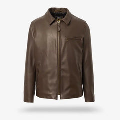 Schott® N.Y.C. X Allen Edmonds Leather Delivery Jacket Brown