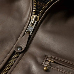 Schott® N.Y.C. X Allen Edmonds Leather Delivery Jacket Brown