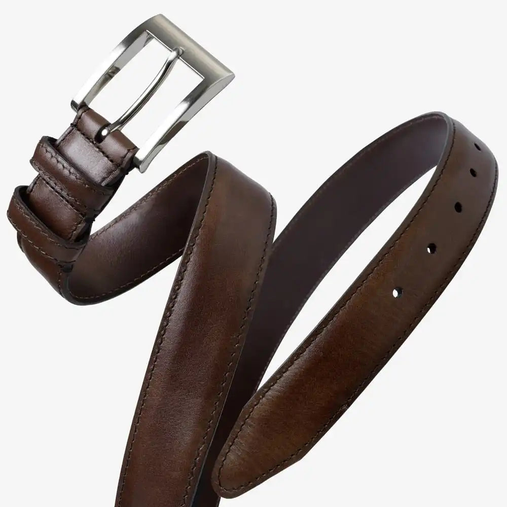 Wide Basic Dress Belt Espresso Leather
