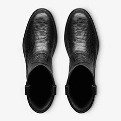 Dallas Roper Low Boot Black Snake Print Leather
