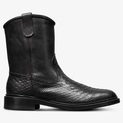 Dallas Roper Low Boot Black Snake Print Leather