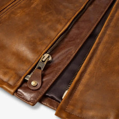 Schott® N.Y.C. X Allen Edmonds Café Racer 2.0 Leather Jacket Nutmeg