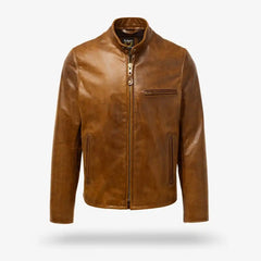 Schott® N.Y.C. X Allen Edmonds Café Racer 2.0 Leather Jacket Nutmeg
