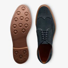 Winstonmok Wingtip Derby Dress Shoe Navy Suede