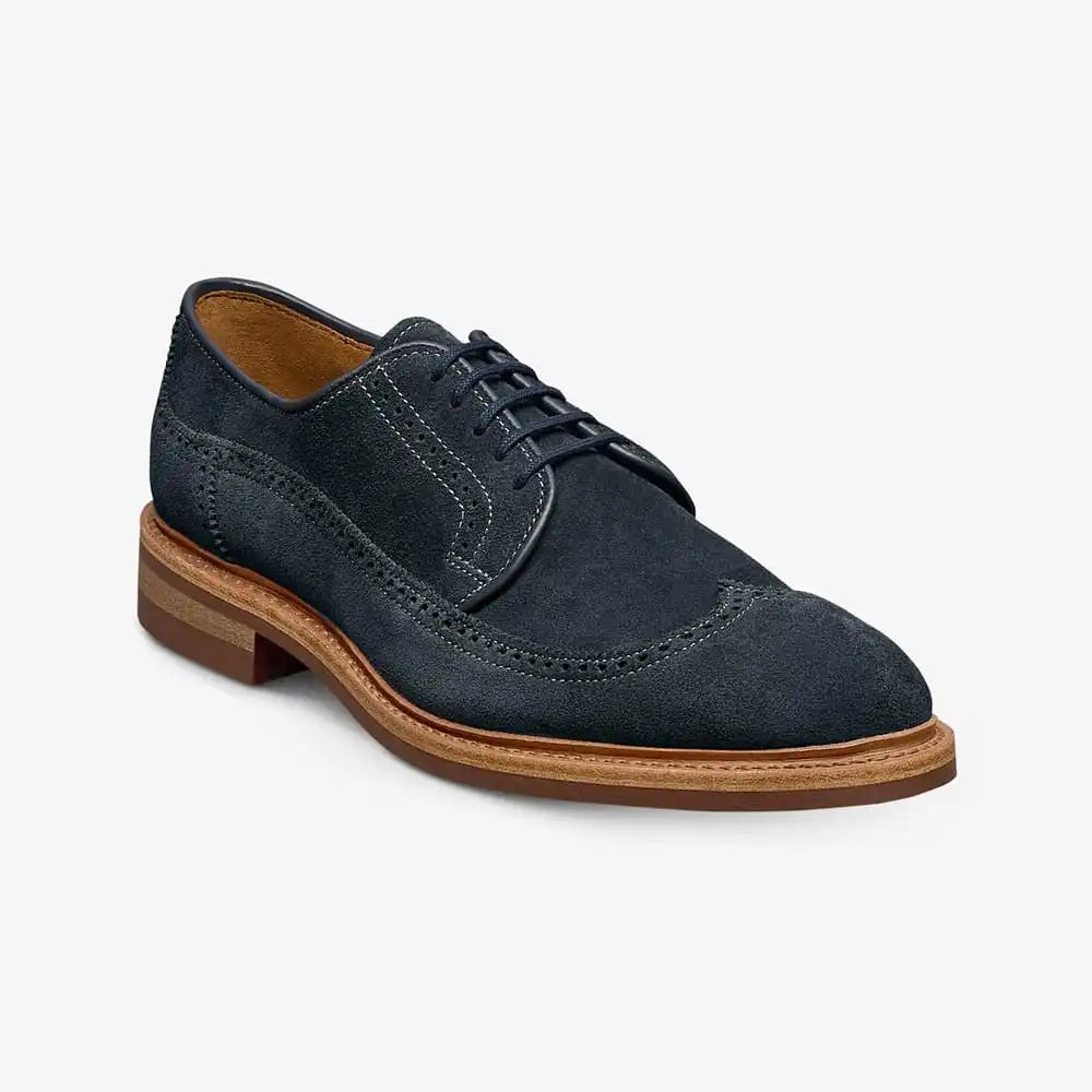 Winstonmok Wingtip Derby Dress Shoe Navy Suede