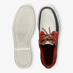 Panama Boat Shoe Red / White / Blue Leather