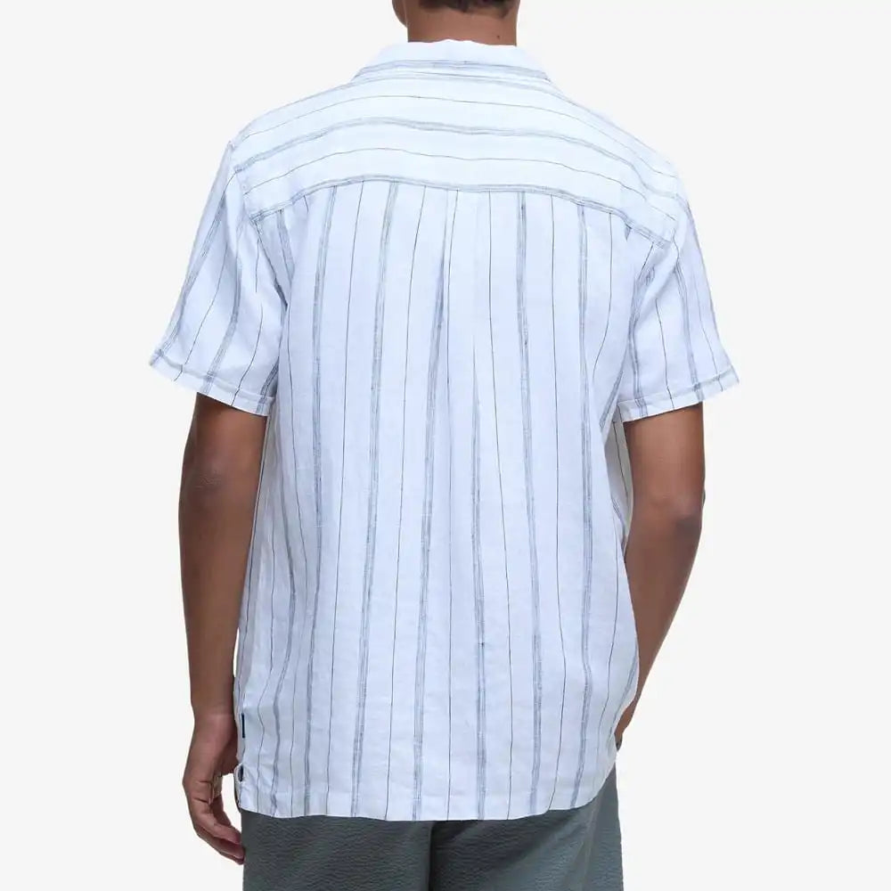 Barbour Garnock Stripe Regular Fit Short Sleeve Shirt White