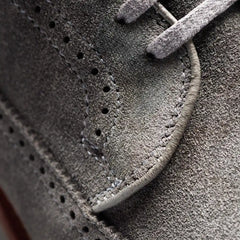 Winston Verse Wingtip Oxford Dress Shoe Grey Suede