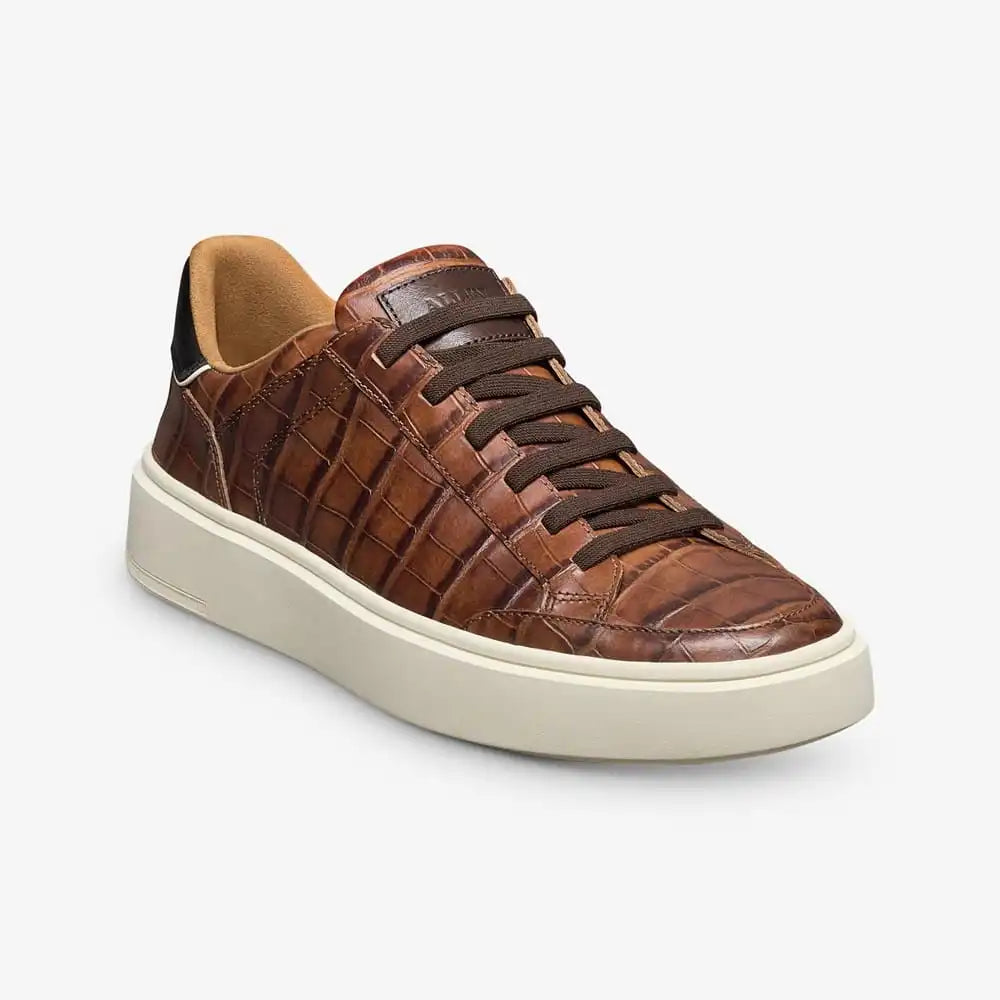 Oliver Slip-on Stretch-lace Sneaker Chestnut Embossed Croc Leather