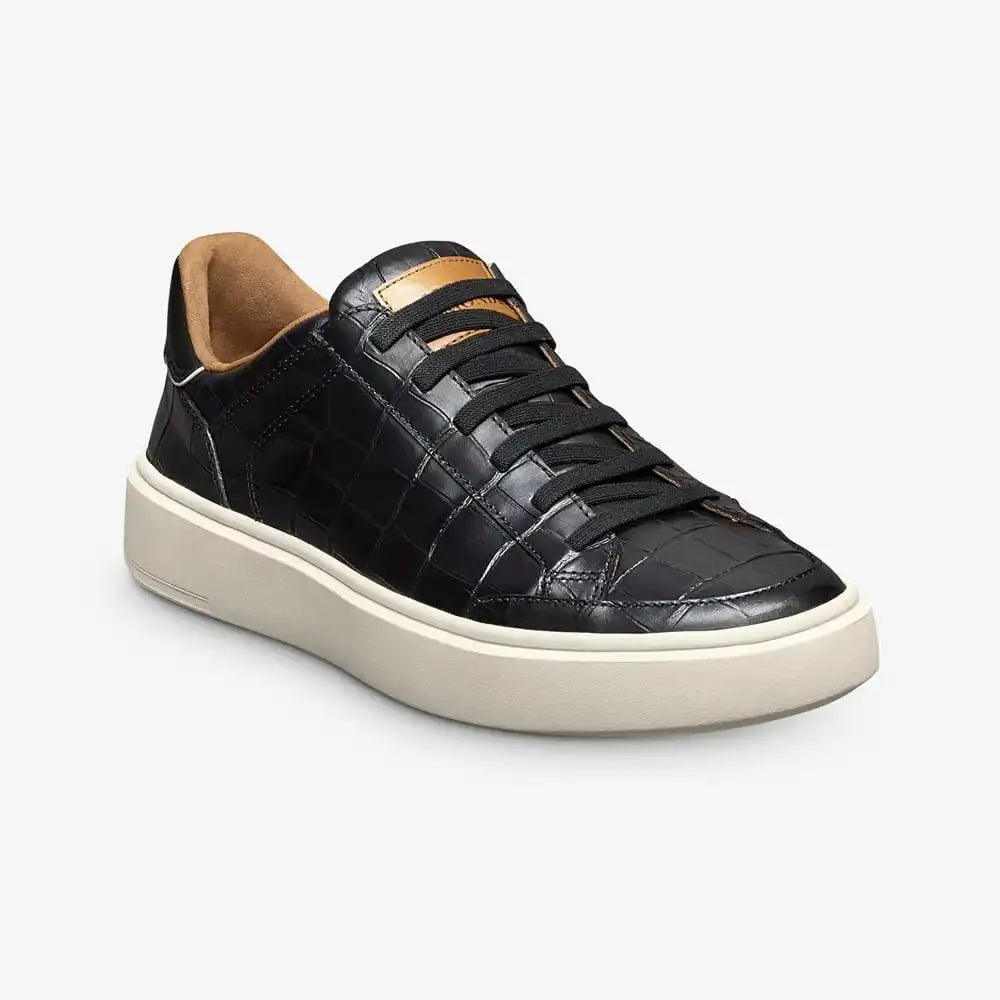 Oliver Slip-on Stretch-lace Sneaker Black Embossed Croco Leather