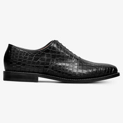 Carlyle Plain-toe Oxford Dress Shoe Black Embossed Croco Leather