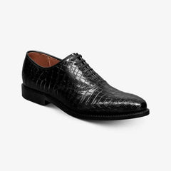 Carlyle Plain-toe Oxford Dress Shoe Black Embossed Croco Leather