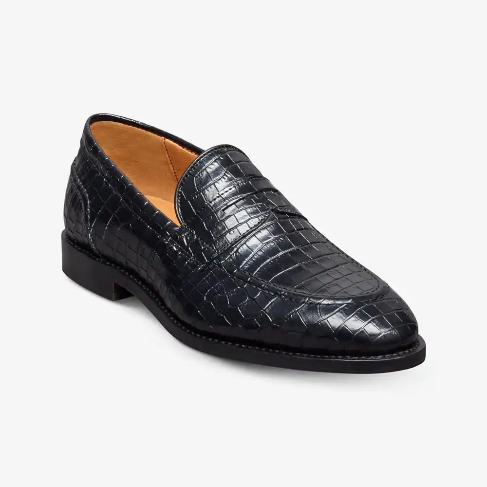 Randolph 2.0 Penny Loafer Black Embossed Croco Leather