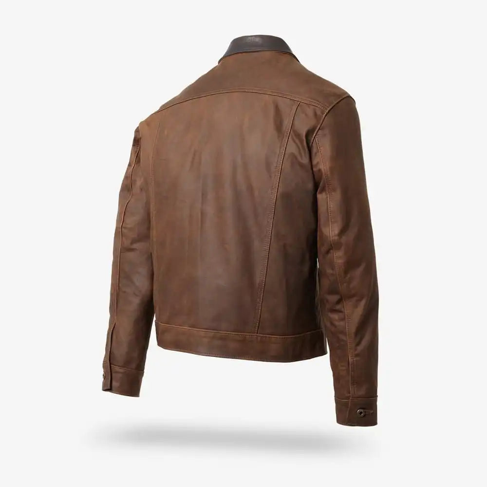 Schott® N.Y.C. X Allen Edmonds Leather Barn Jacket Brown