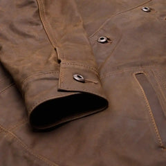 Schott® N.Y.C. X Allen Edmonds Leather Barn Jacket Brown