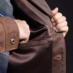 Schott® N.Y.C. X Allen Edmonds Leather Barn Jacket Brown