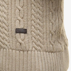 Barbour Lowfen Cable-knit Crewneck Sweater Stone
