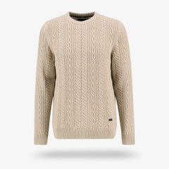 Barbour Lowfen Cable-knit Crewneck Sweater Stone