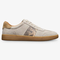 Ludlow Slip-on Stretch-lace Sneaker Dove Grey Suede & Snake Print
