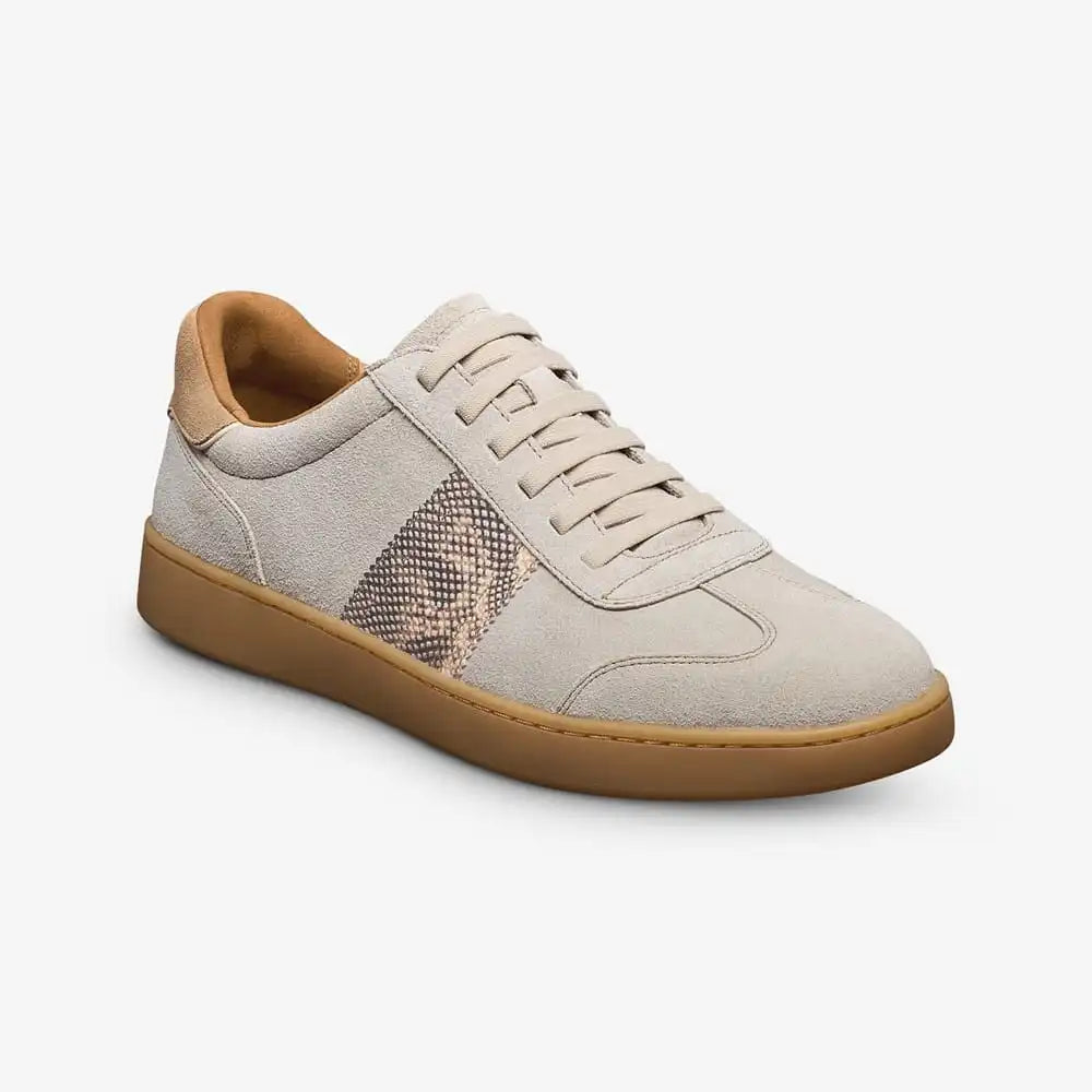 Ludlow Slip-on Stretch-lace Sneaker Dove Grey Suede & Snake Print