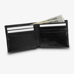 Slim Bifold Wallet Black Embossed Croco Leather