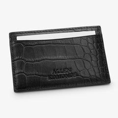 Slim Card Case Black Embossed Croco Leather