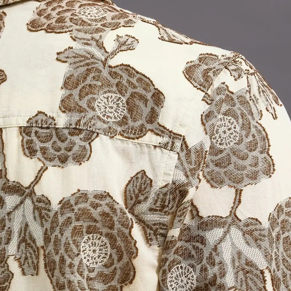 Les Deux Lesley Flower Jacquard Short-sleeve Shirt Ivory
