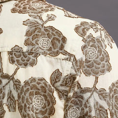 Les Deux Lesley Flower Jacquard Short-sleeve Shirt Ivory