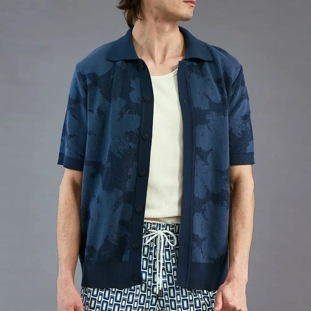 Far Afield Zigger Short-sleeve Cardigan Navy