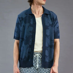 Far Afield Zigger Short-sleeve Cardigan Navy