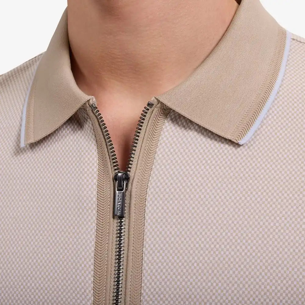 Bugatchi Quarter-zip Polo Tan