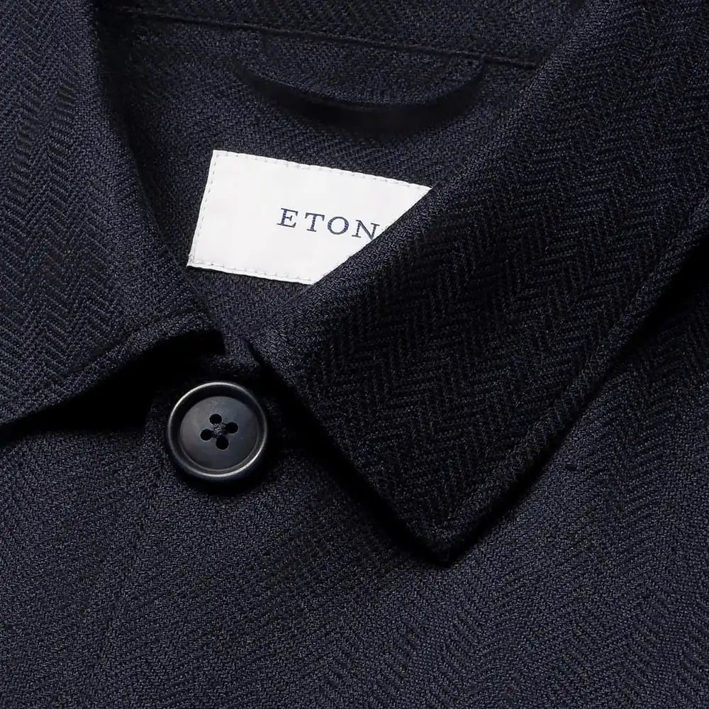 Eton Linen Four-pocket Overshirt Navy