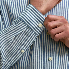 Eton Striped Linen Shirt Blue