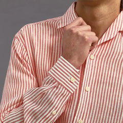 Eton Striped Linen Shirt Red